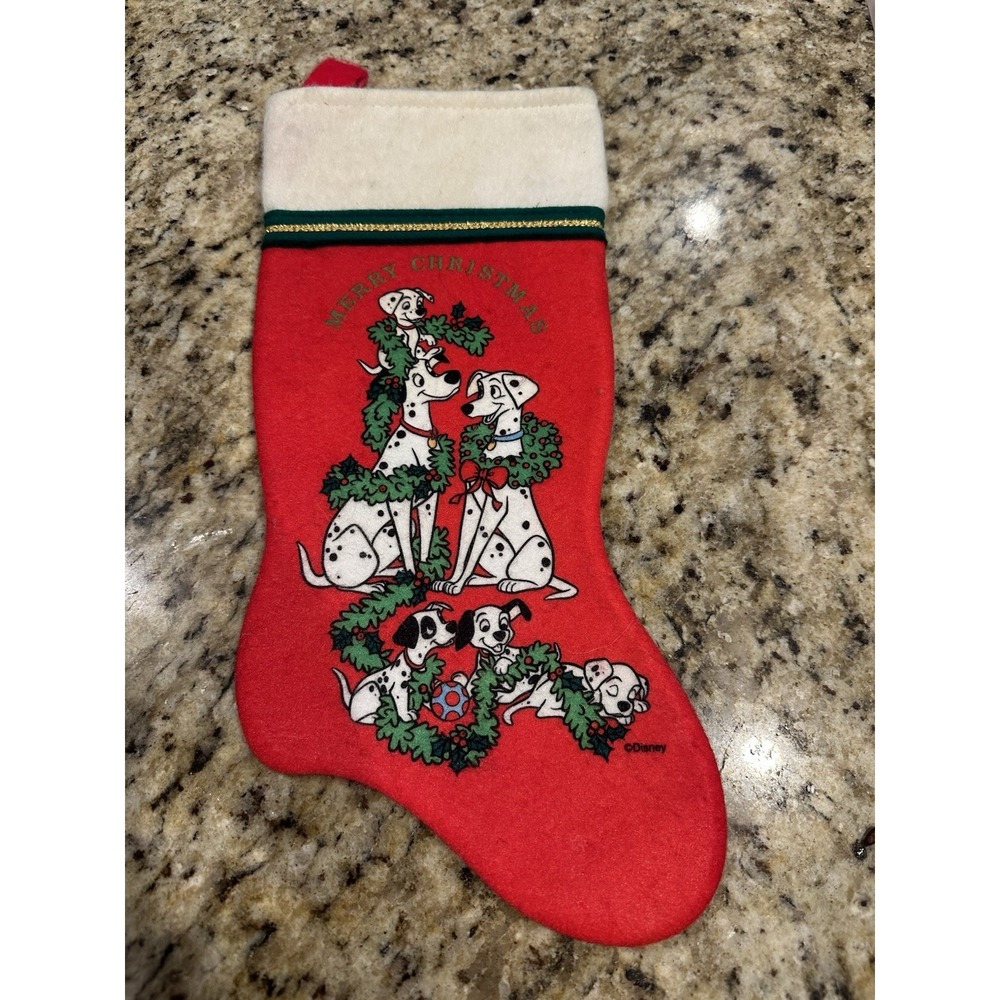 Disney 101 Dalmatians Christmas Stocking Vintage 1990s Felt 15 Inch